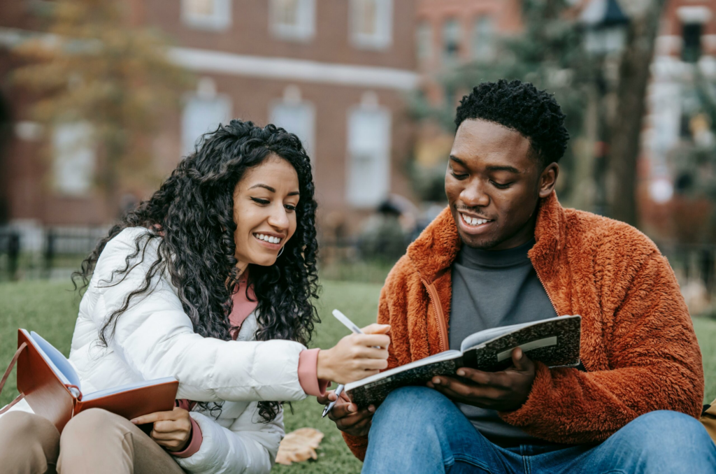 two students outside of university